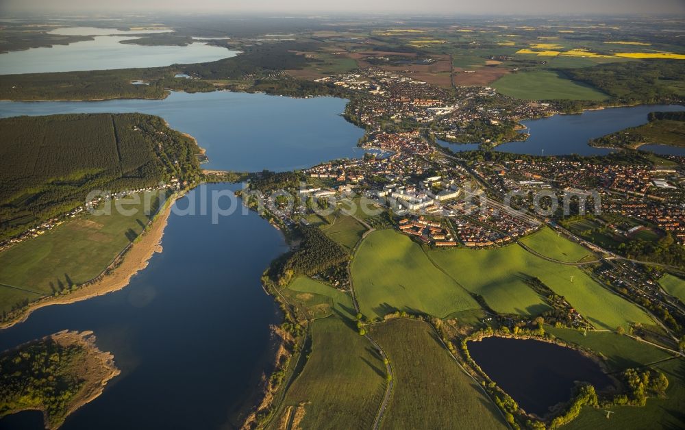 Aerial photograph Waren (Müritz) - City center in Waren (Mueritz) at the Mecklenburg Lake District in the state of Mecklenburg-Western Pomerania