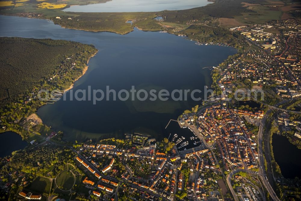 Aerial photograph Waren (Müritz) - City center in Waren (Mueritz) at the Mecklenburg Lake District in the state of Mecklenburg-Western Pomerania