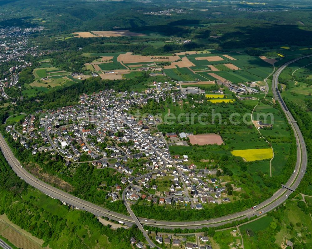 Weitersburg from above - Cityscape of Weitersburg at the BAB48 in Rhineland-Palatinate