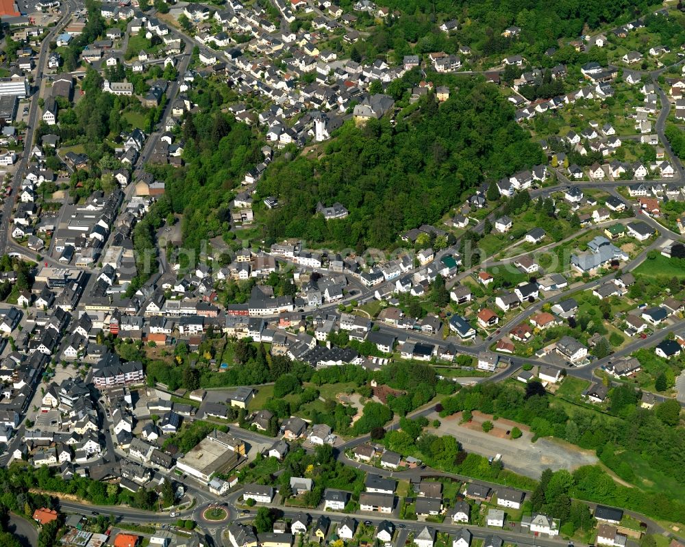 Aerial image Westerburg - Cityscape of Westerburg in Rhineland-Palatinate. Westerburg is an official tourist resort in the county district of Westerwald. The centre of the town is located in the valley of Schafbach creek