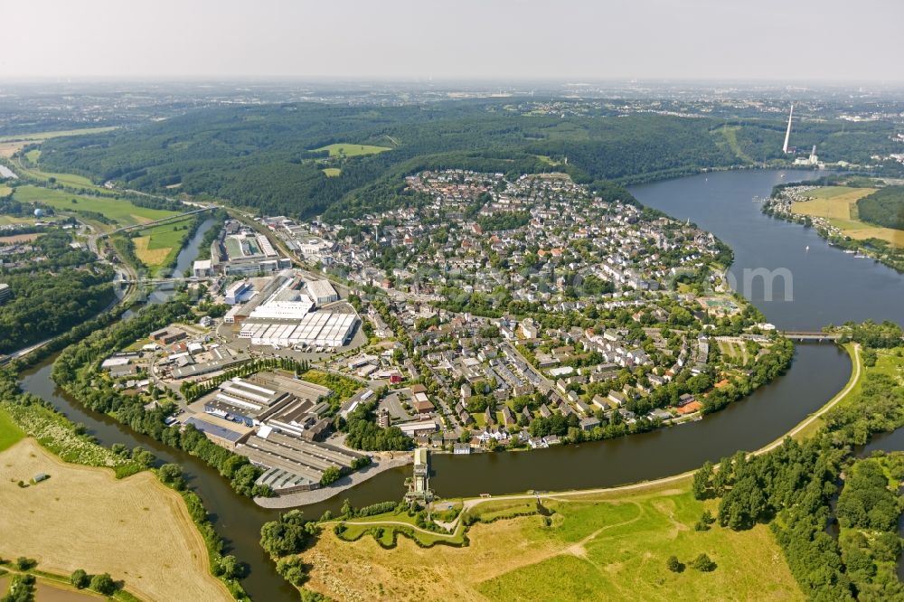 Aerial image Wetter - Cityscape of the city Wetter at Obergraben and Harkortsee in Wetter in the state of North Rhine-Westphalia