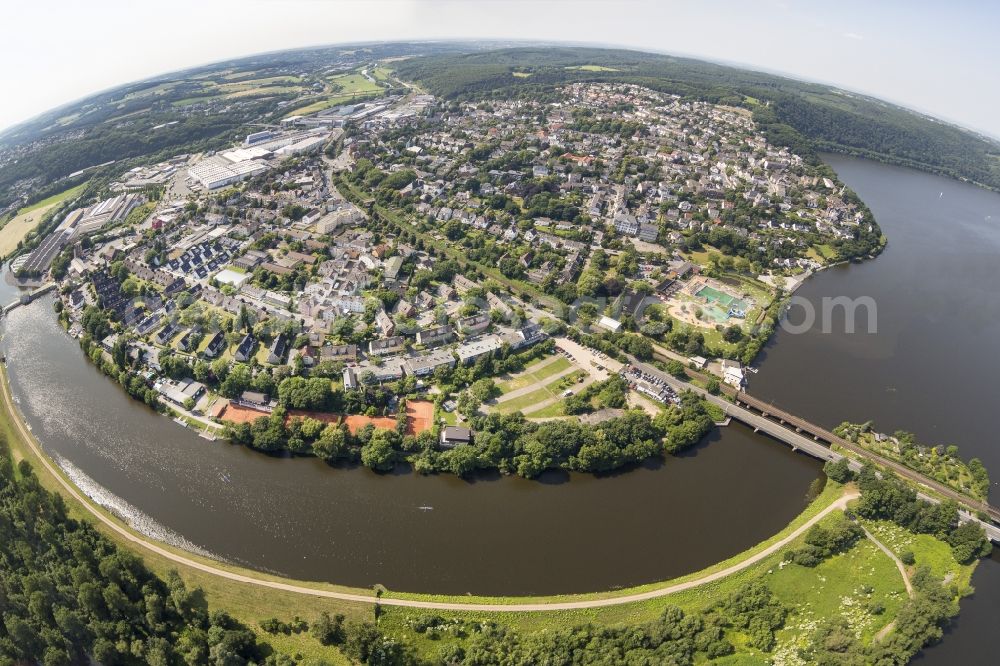 Wetter from above - Fish - eye- Cityscape of the city Wetter at Obergraben and Harkortsee in Wetter in the state of North Rhine-Westphalia