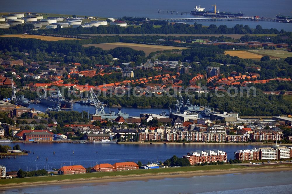 Wilhelmshaven from above - Cityscape of Wilhelmshaven on the North Sea coast in the state of Lower Saxony