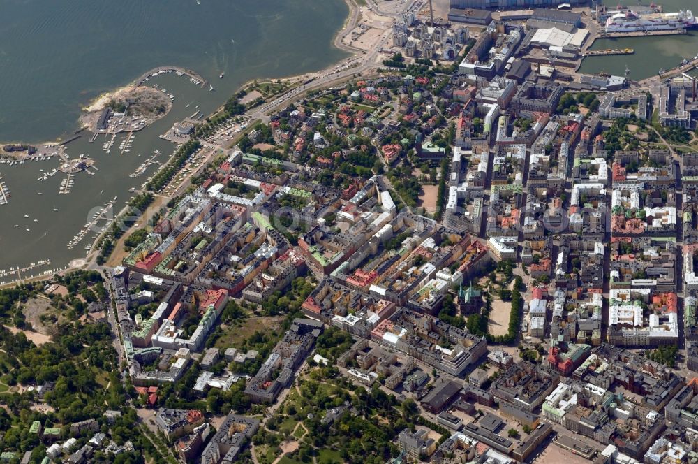 Helsinki from above - Cityscape with the residential areas in the district Merisatama in Helsinki, capital of Finland