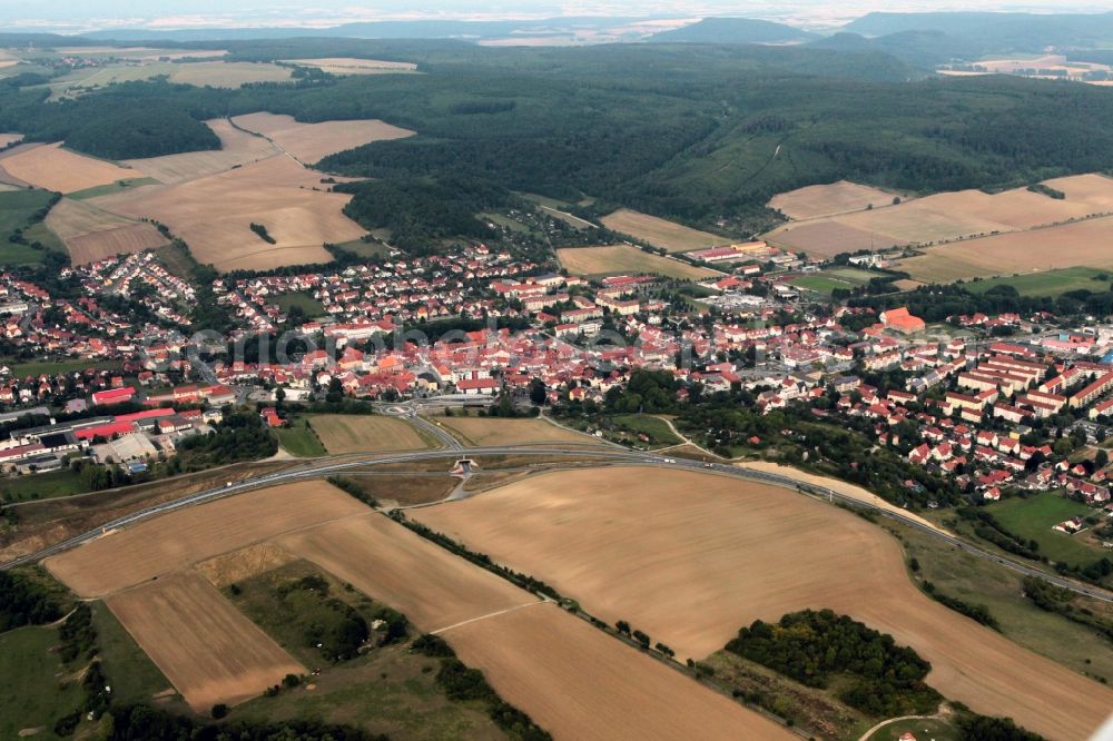 Worbis from above - Cityscape of Worbis with surrounding fields and green space in the state of Thuringia