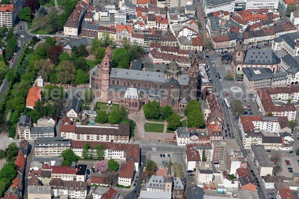 Aerial image Worms - Church of Worms Cathedral in the state of Rhineland-Palatinate. wormser-dom.de