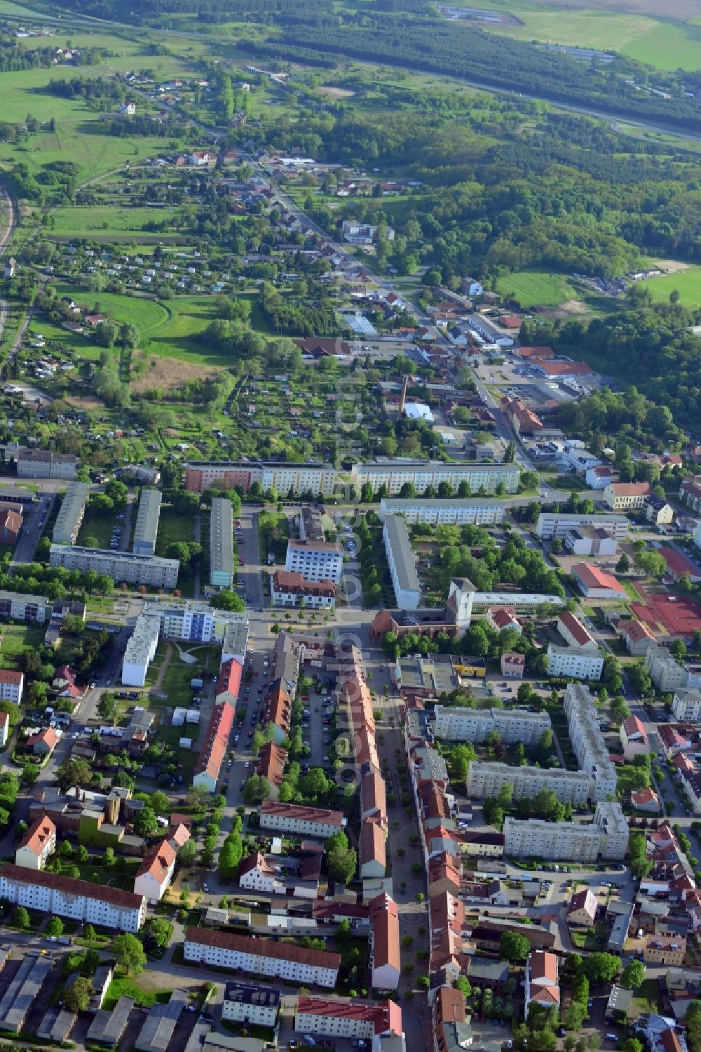 Aerial photograph Wriezen - City view from the downtown center in Wriezen in Brandenburg