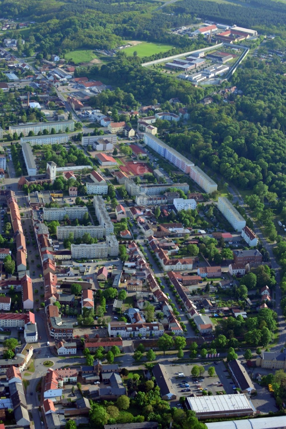 Wriezen from above - City view from the downtown center in Wriezen in Brandenburg