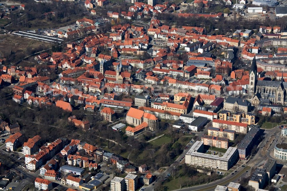 Aerial image Halberstadt - City view from the center of the old town of Halberstadt in Saxony-Anhalt