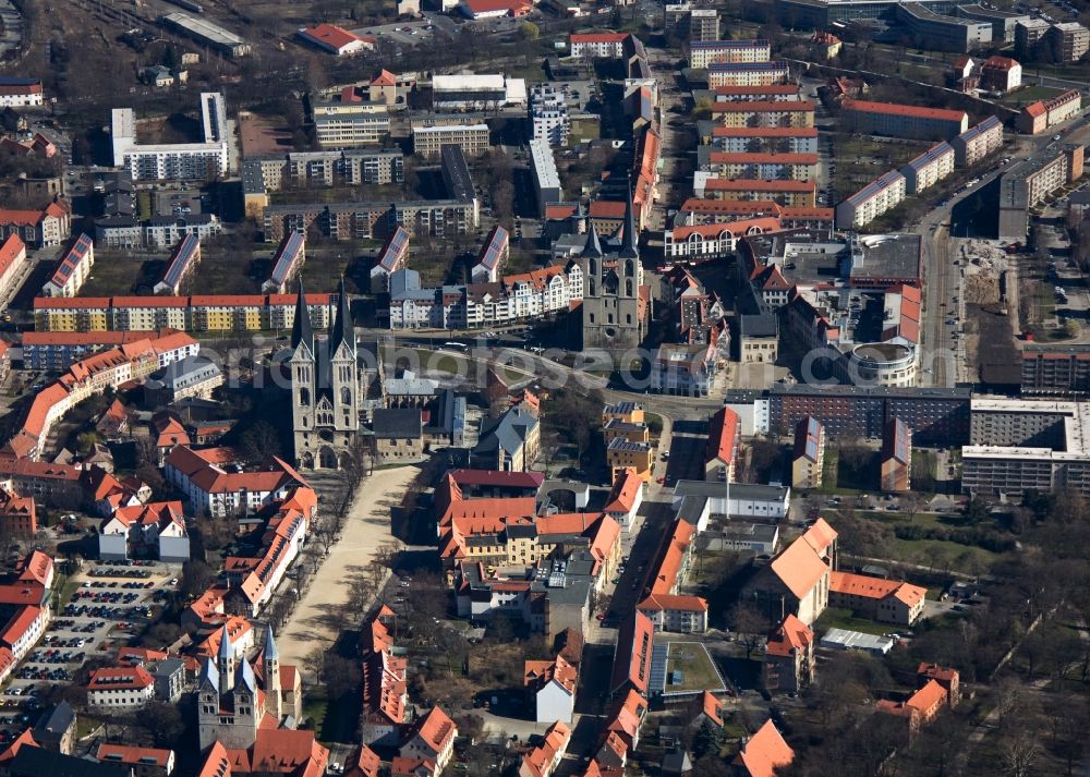 Halberstadt from above - City view from the center of the old town of Halberstadt in Saxony-Anhalt