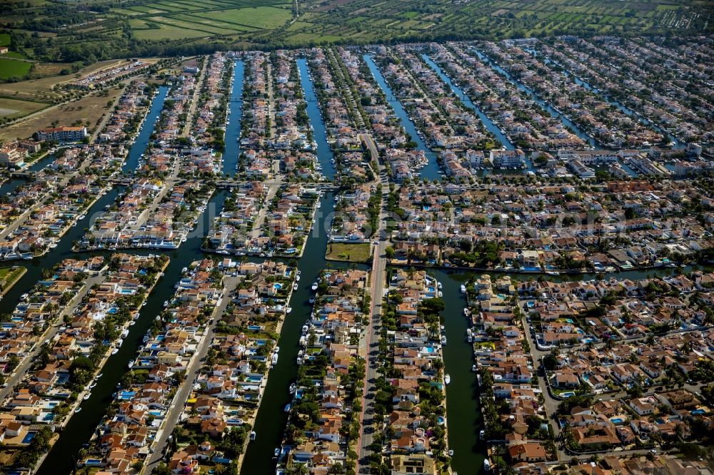 Empuriabrava from above - Cityscape from the center of Empuriabrava in Spain