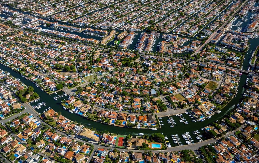 Aerial image Empuriabrava - Cityscape from the center of Empuriabrava in Spain