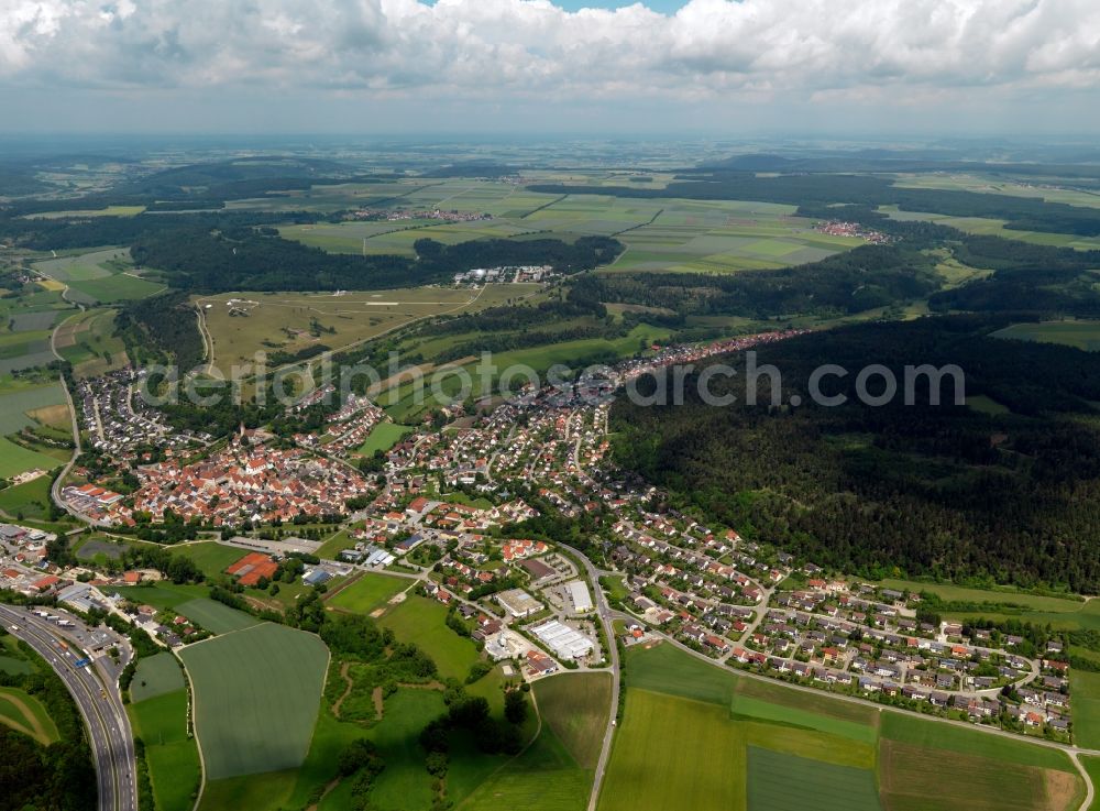 Greding from above - View of the city center of Greding in Bavaria