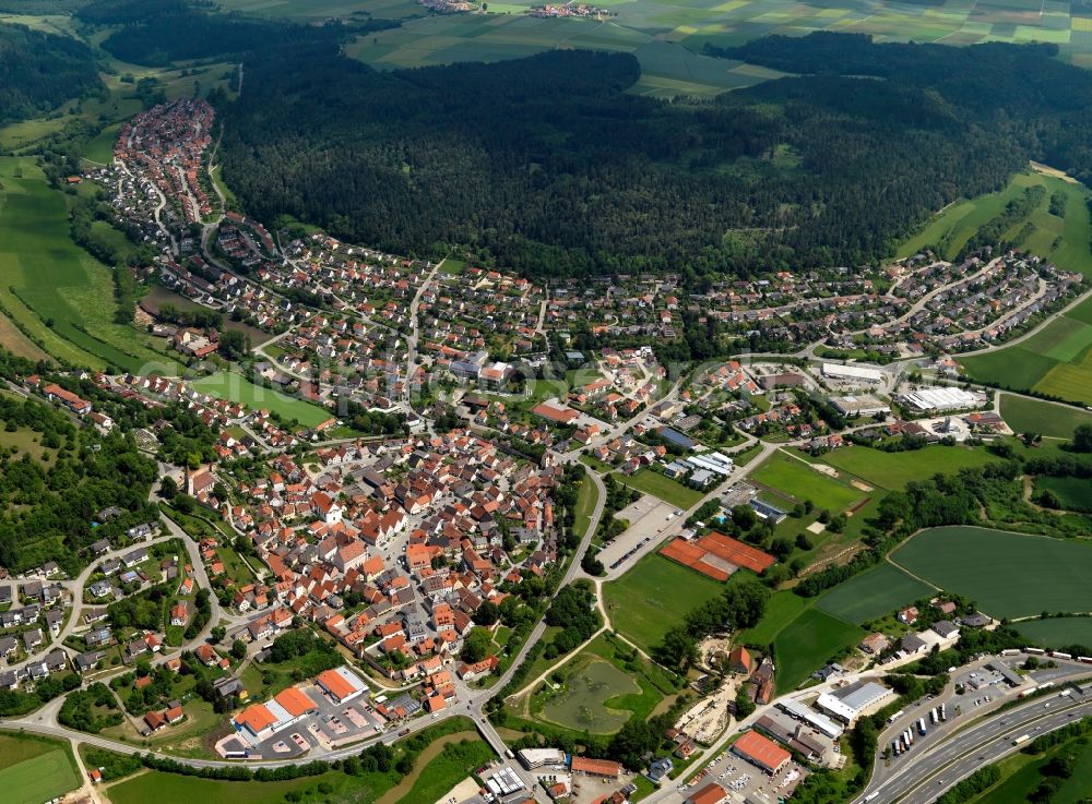 Greding from the bird's eye view: View of the city center of Greding in Bavaria