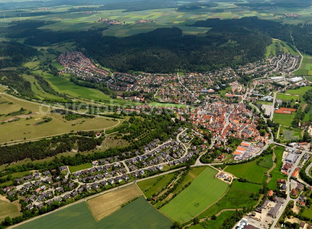 Aerial image Greding - View of the city center of Greding in Bavaria