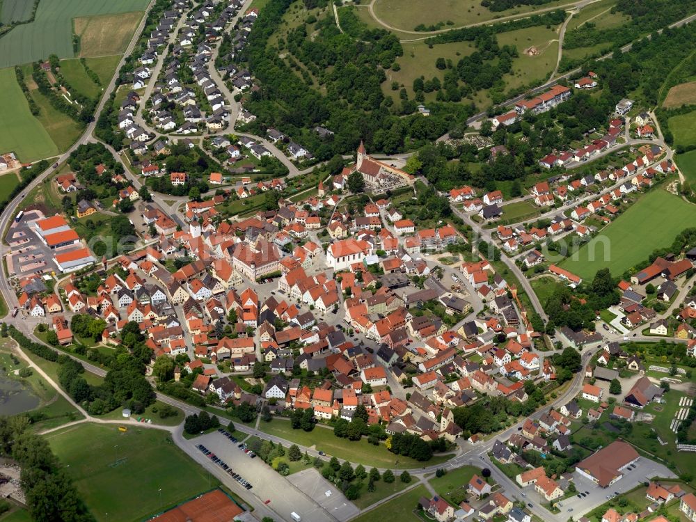 Aerial image Greding - View of the city center of Greding in Bavaria