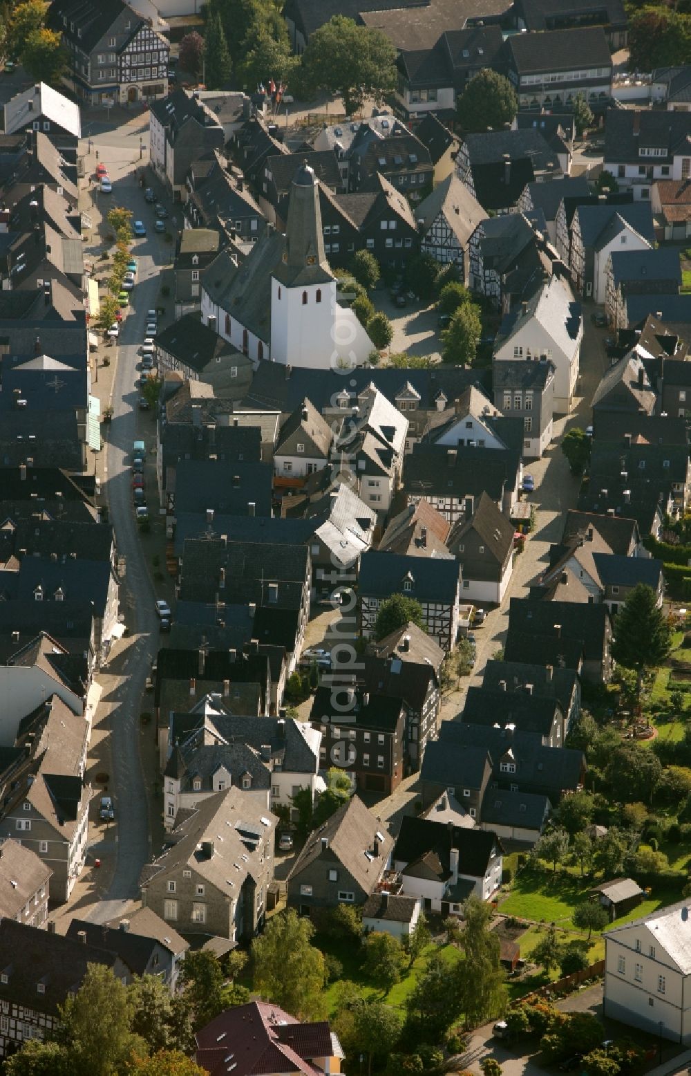 Aerial photograph Bad Laasphe - City view from the center of the city of Bad Laasphe in the state of North Rhine-Westphalia. :