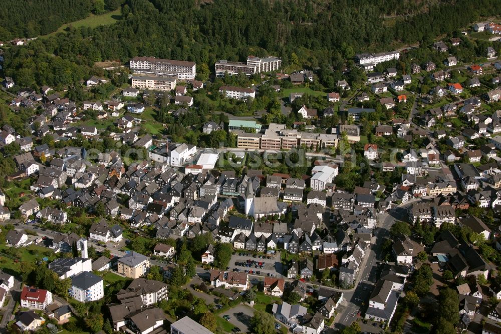 Bad Laasphe from above - City view from the center of the city of Bad Laasphe in the state of North Rhine-Westphalia. :