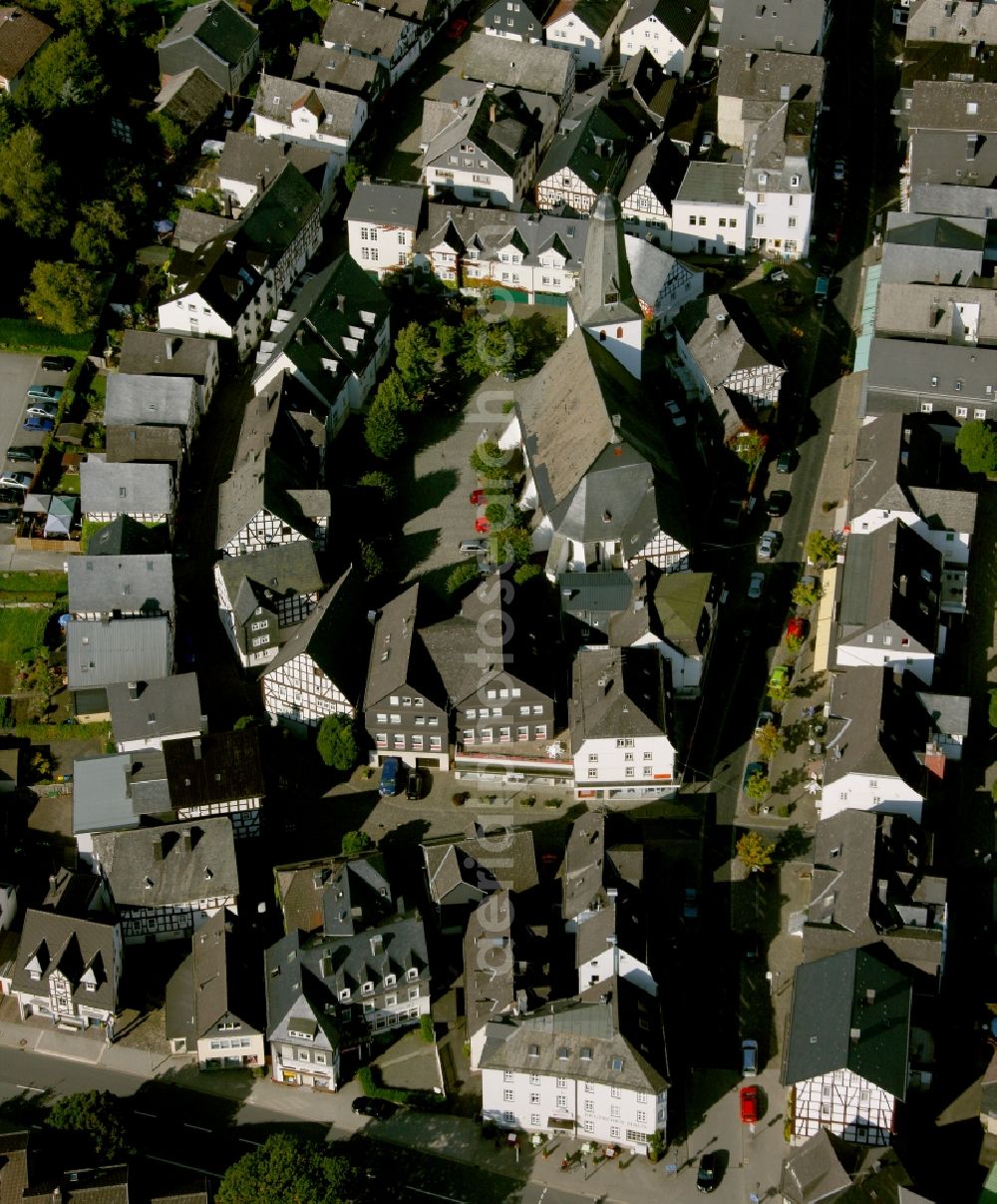 Aerial photograph Bad Laasphe - City view from the center of the city of Bad Laasphe in the state of North Rhine-Westphalia. :