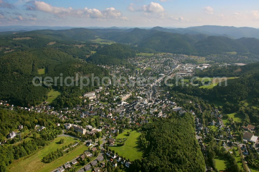 Bad Laasphe from above - City view from the center of the city of Bad Laasphe in the state of North Rhine-Westphalia. :