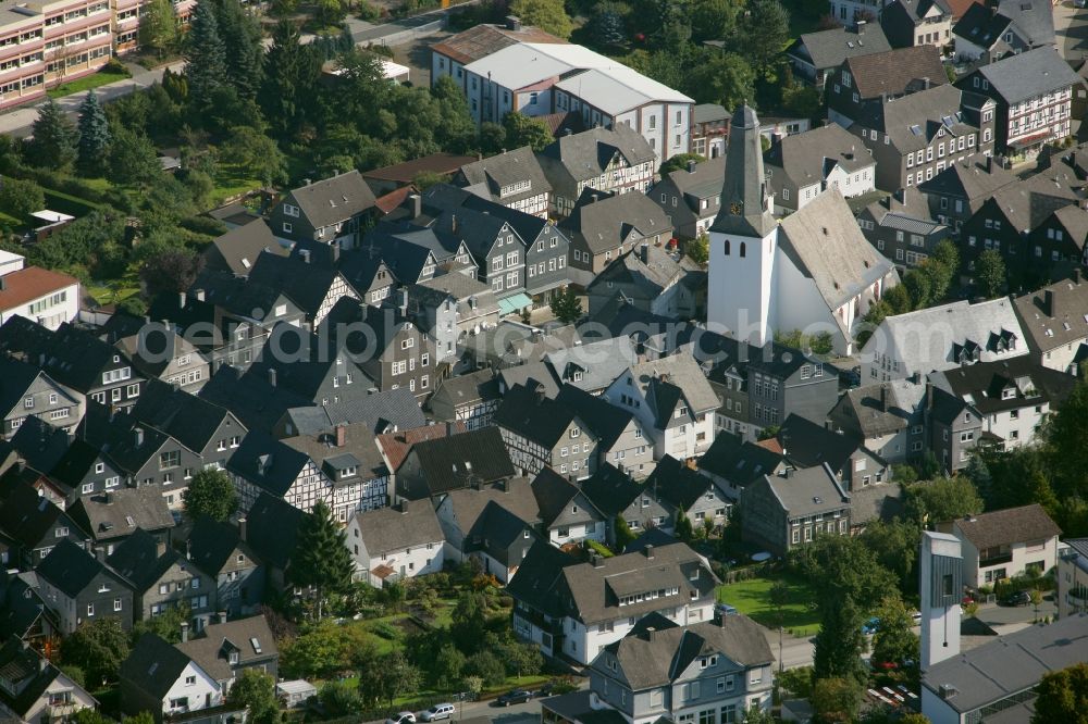 Bad Laasphe from the bird's eye view: City view from the center of the city of Bad Laasphe in the state of North Rhine-Westphalia. :