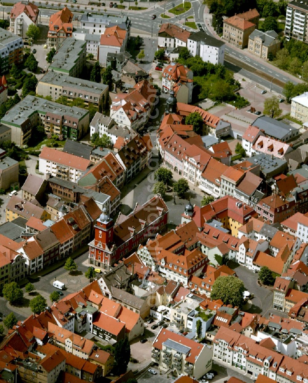 Aerial photograph Gotha - City view from the center of downtown Gotha in Thuringia