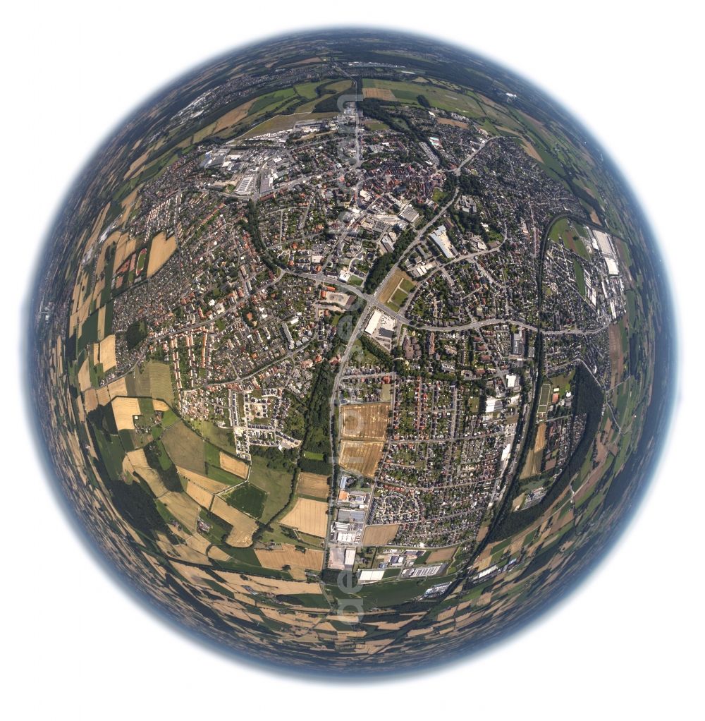 Aerial photograph Werne - Fisheye- City view from the center of downtown Werne in North Rhine-Westphalia