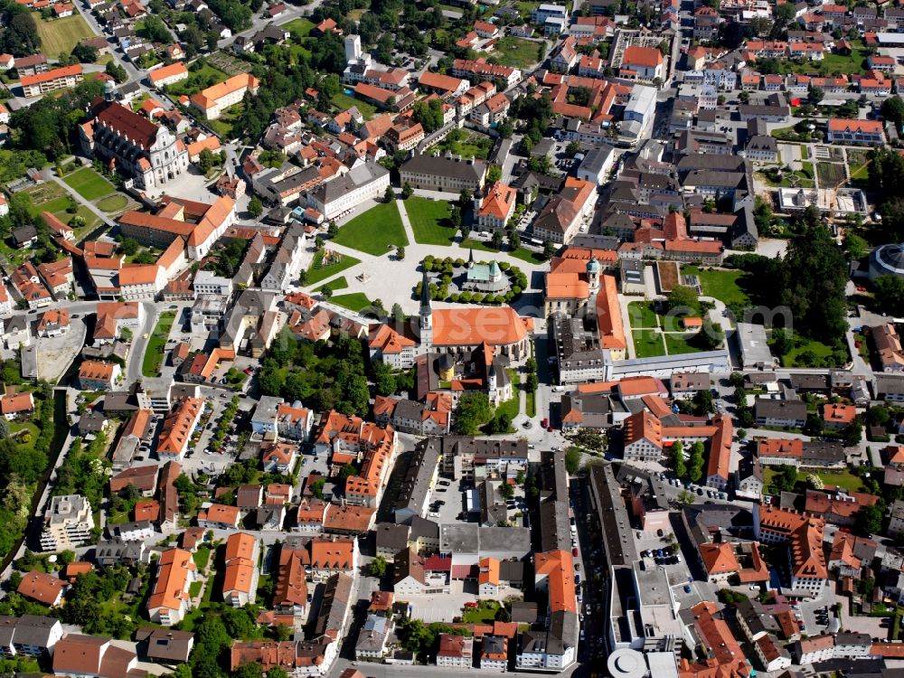 Altötting from the bird's eye view: Cityscape from the center of Altötting in Bavaria