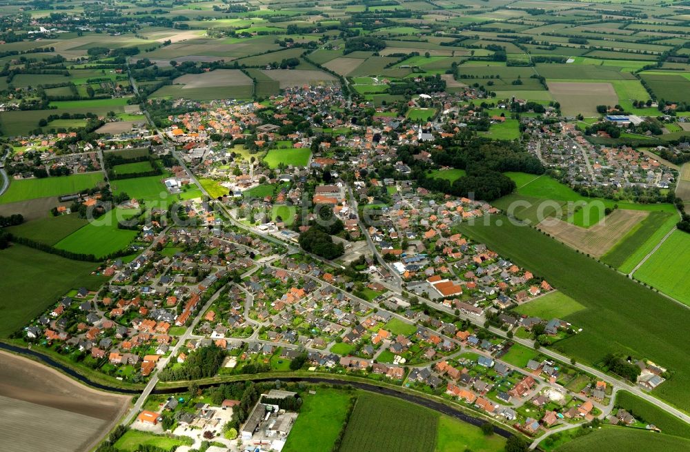 Aerial image Hopsten - City view from the town center Hopsten in the state of North Rhine-Westphalia