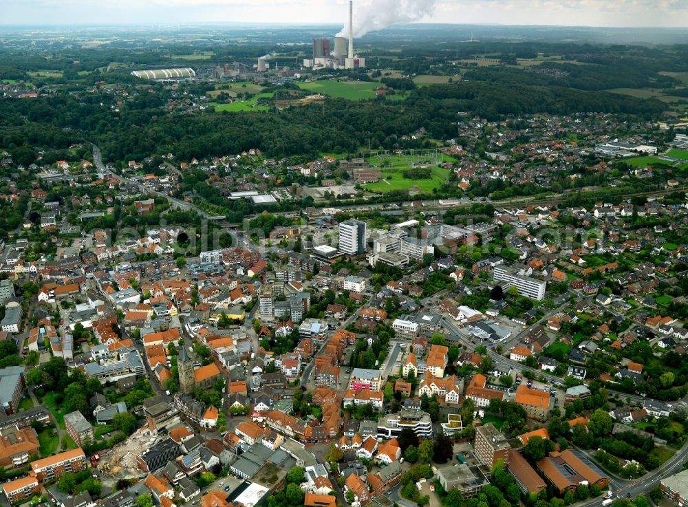 Ibbenbüren from the bird's eye view: City view from the town center Ibbenbueren in North Rhine-Westphalia