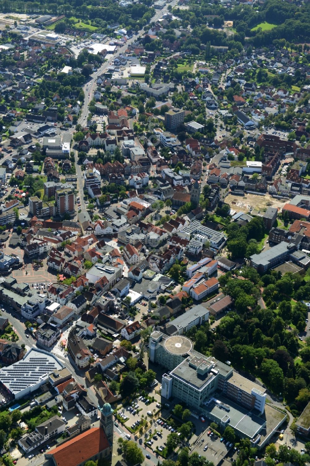 Ibbenbüren from the bird's eye view: City view from the town center Ibbenbueren in North Rhine-Westphalia