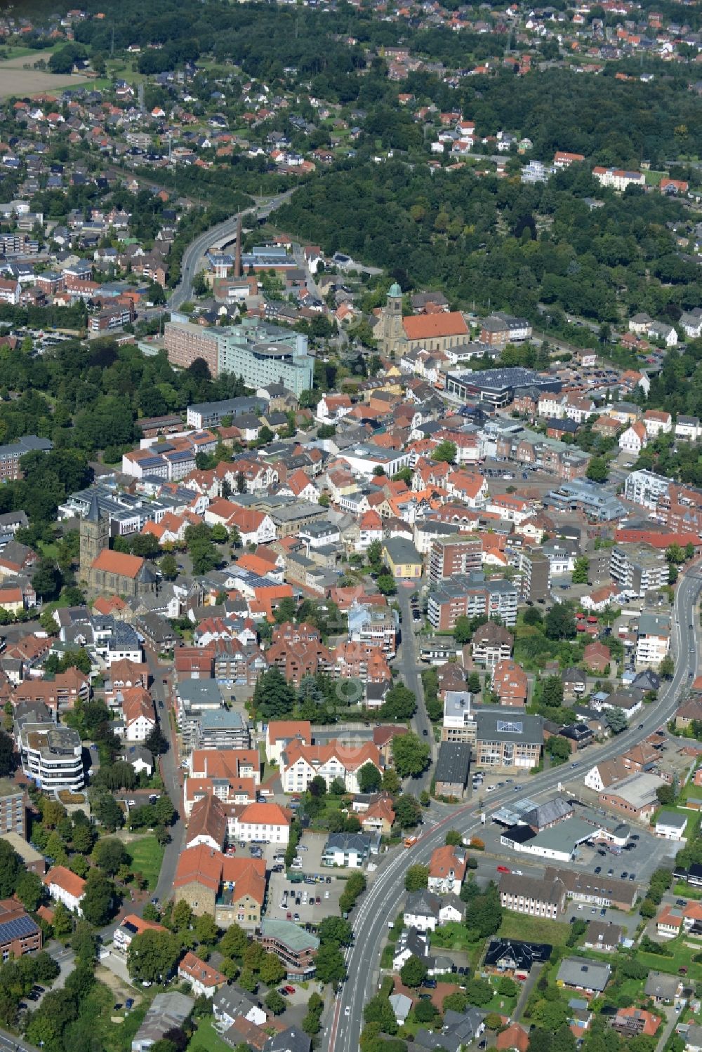 Aerial photograph Ibbenbüren - City view from the town center Ibbenbueren in North Rhine-Westphalia