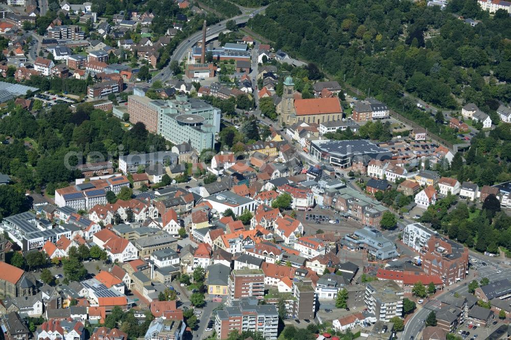 Ibbenbüren from the bird's eye view: City view from the town center Ibbenbueren in North Rhine-Westphalia