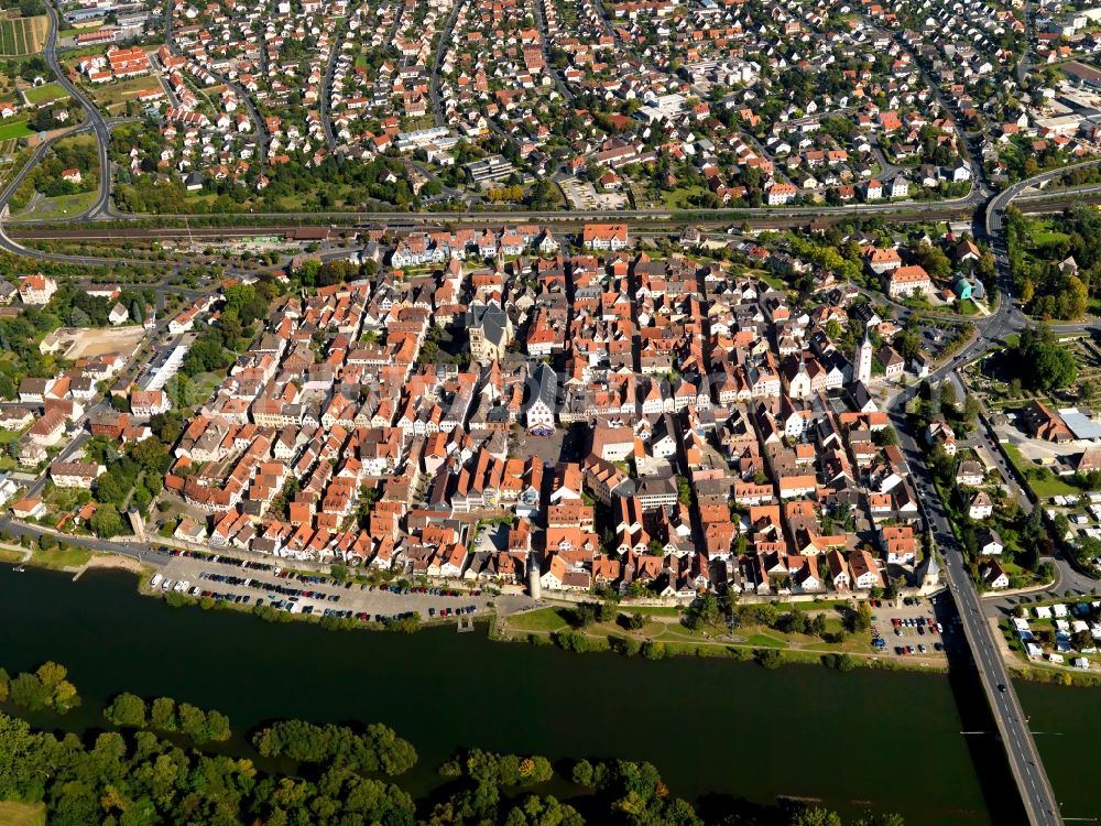 Aerial image Karlstadt - Cityscape from the center of Karlstadt in Bavaria