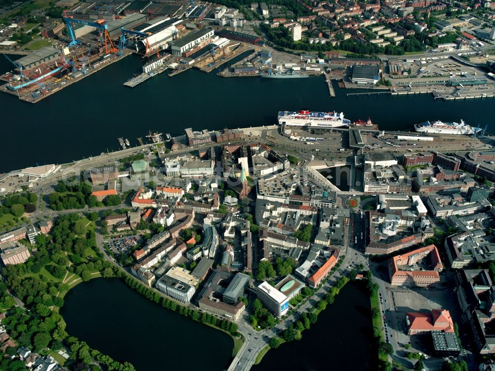 Aerial image Kiel - City view from the center of the city of Kiel in Schleswig-Holstein