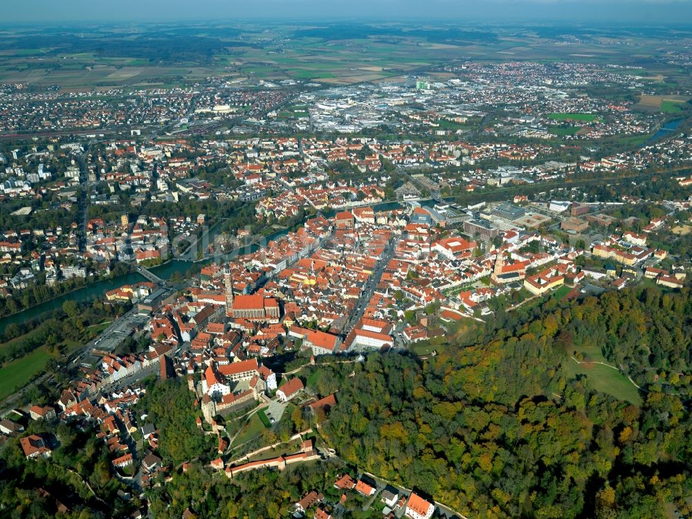 Aerial photograph Landshut - City view from the center of the city of Landshut in Bavaria