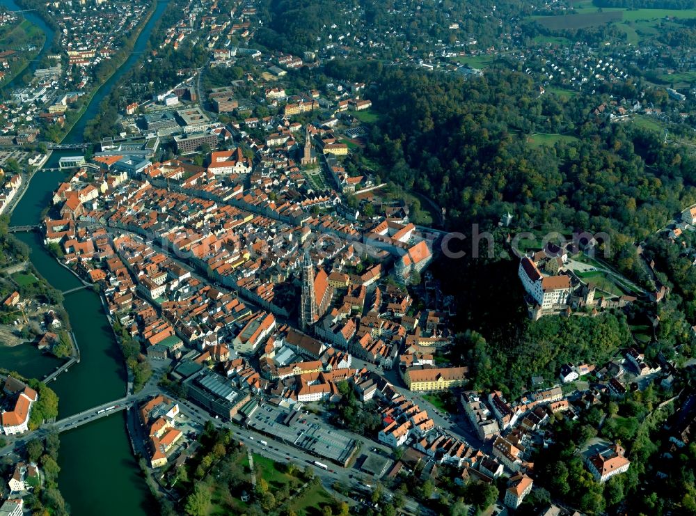 Landshut from the bird's eye view: City view from the center of the city of Landshut in Bavaria