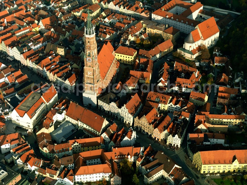 Landshut from above - City view from the center of the city of Landshut in Bavaria