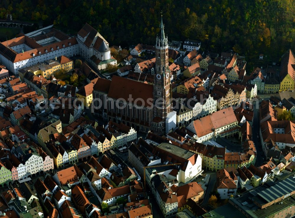 Aerial image Landshut - City view from the center of the city of Landshut in Bavaria