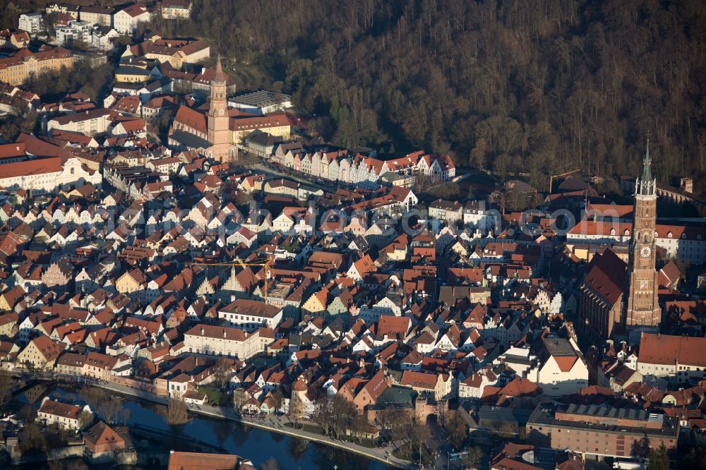 Landshut from above - City view from the center of the city of Landshut in Bavaria