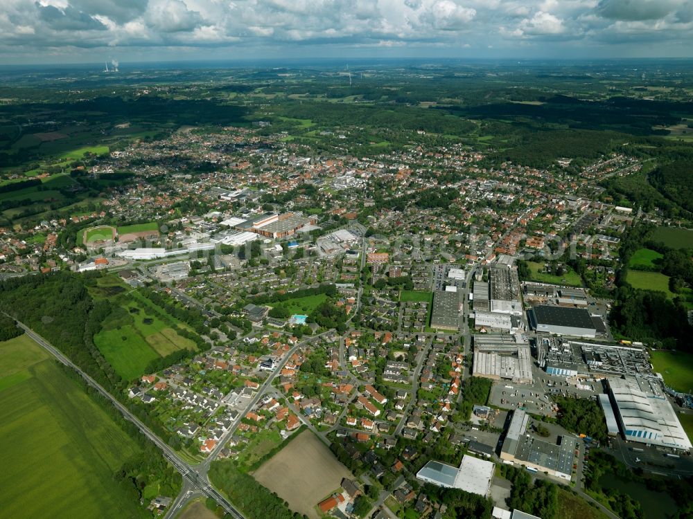 Lengerich from the bird's eye view: City view from the town center Lengerich in North Rhine-Westphalia