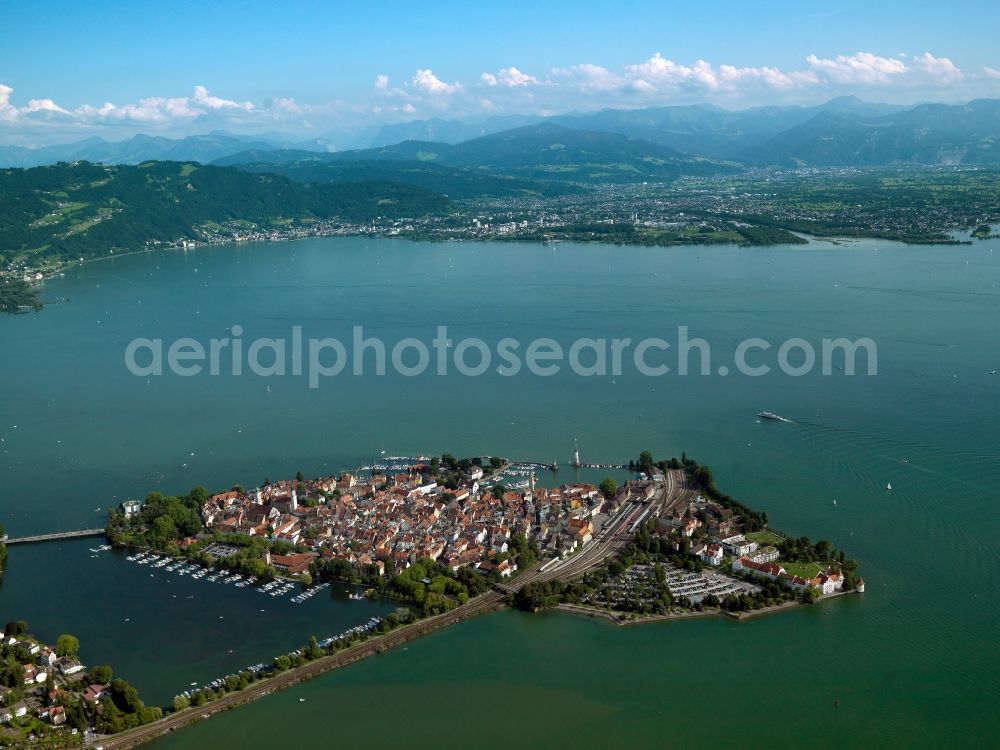 Lindau (Bodensee) from above - City view from the center of the town of Lindau (Bodensee) in Bavaria