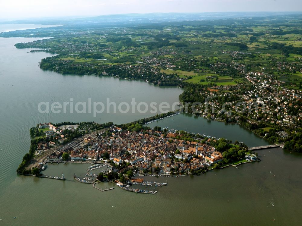 Lindau (Bodensee) from the bird's eye view: City view from the center of the town of Lindau (Bodensee) in Bavaria