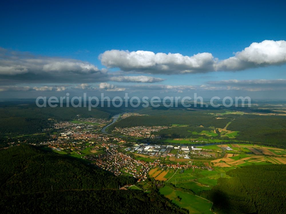 Aerial image Lohr - Cityscape from the center of Lohr am Main in Bavaria