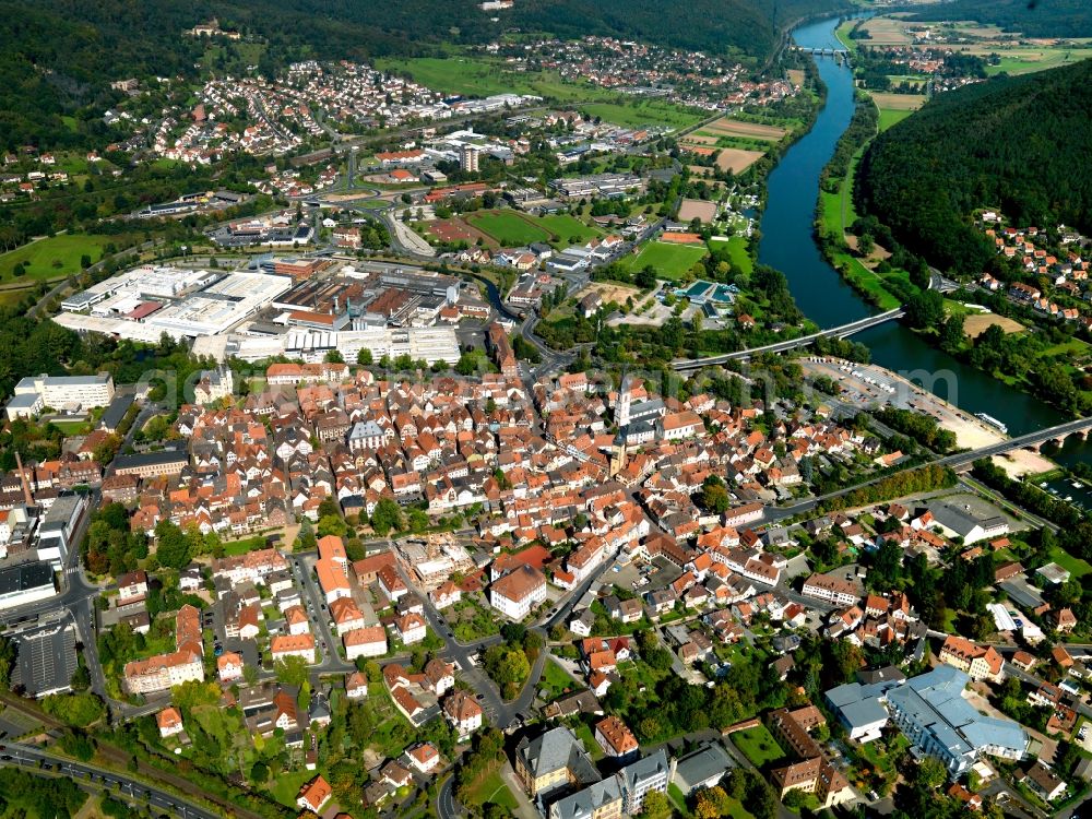 Aerial photograph Lohr - Cityscape from the center of Lohr am Main in Bavaria