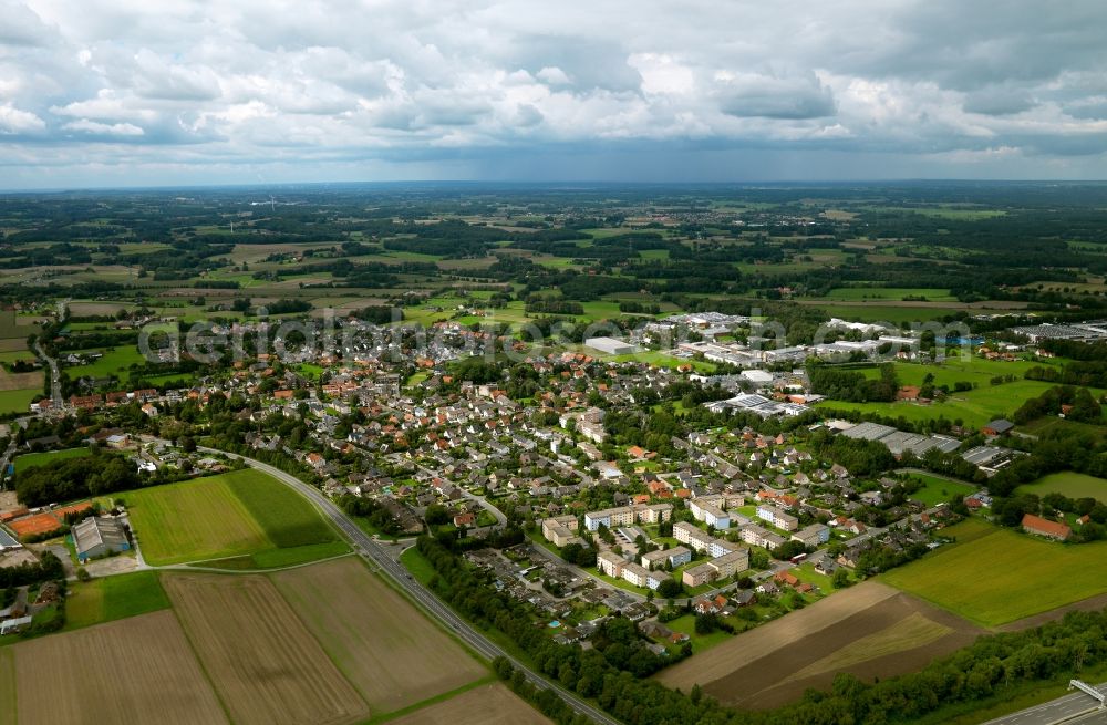 Lotte from the bird's eye view: City view from the town center Lotte (Westphalia) in the state of North Rhine-Westphalia