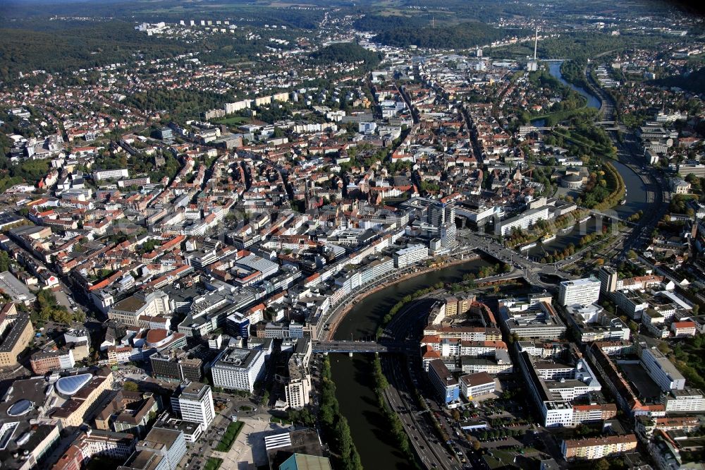 Saarbrücken from above - City view from the center of the city of Saarbrücken in Saarland