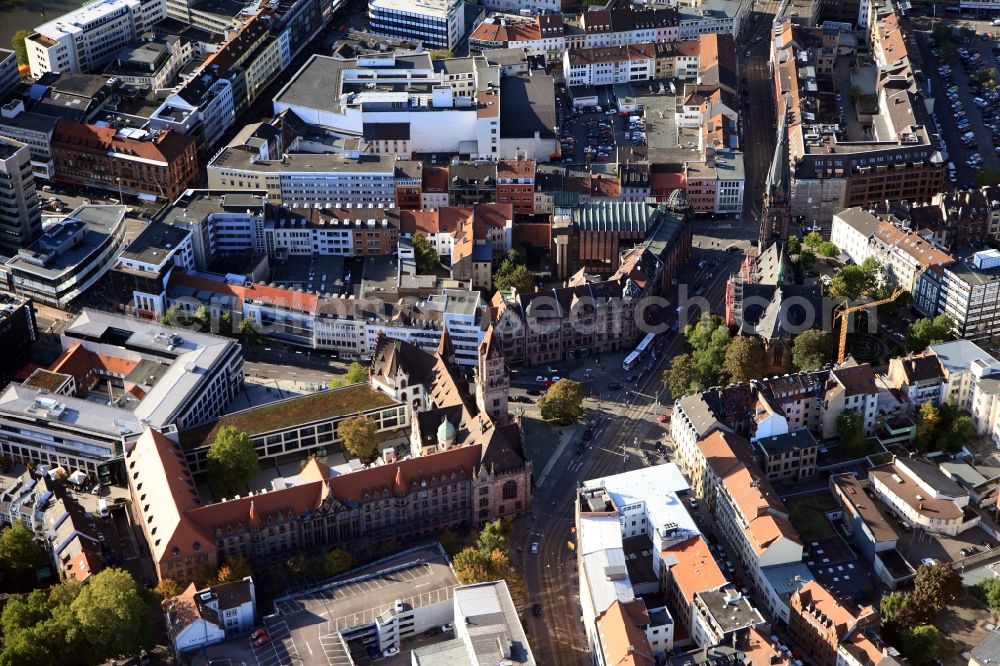 Aerial image Saarbrücken - City view from the center of the city of Saarbrücken in Saarland