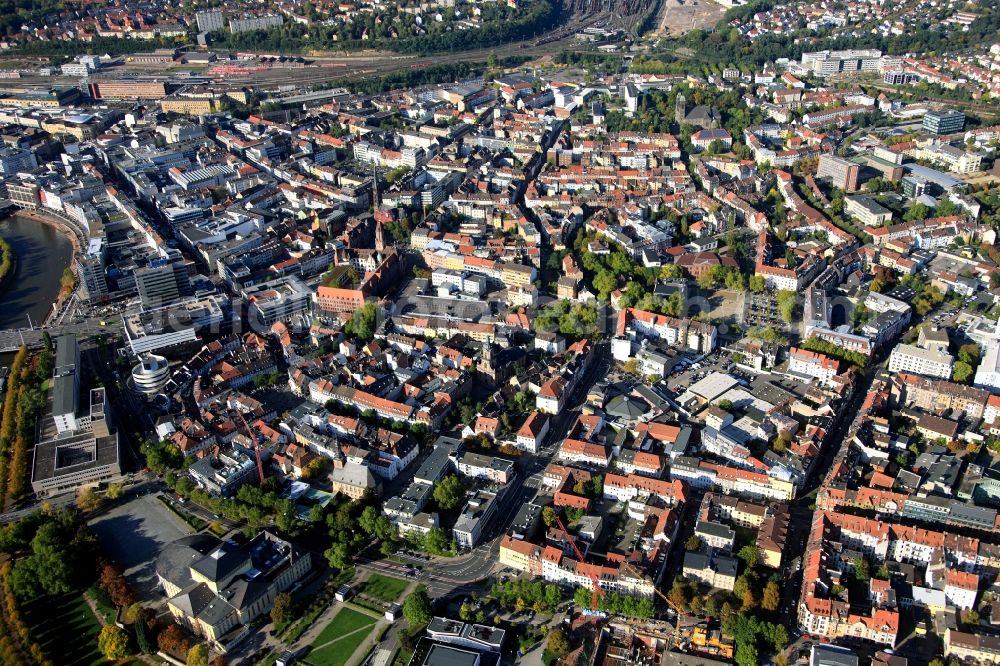 Saarbrücken from above - City view from the center of the city of Saarbrücken in Saarland