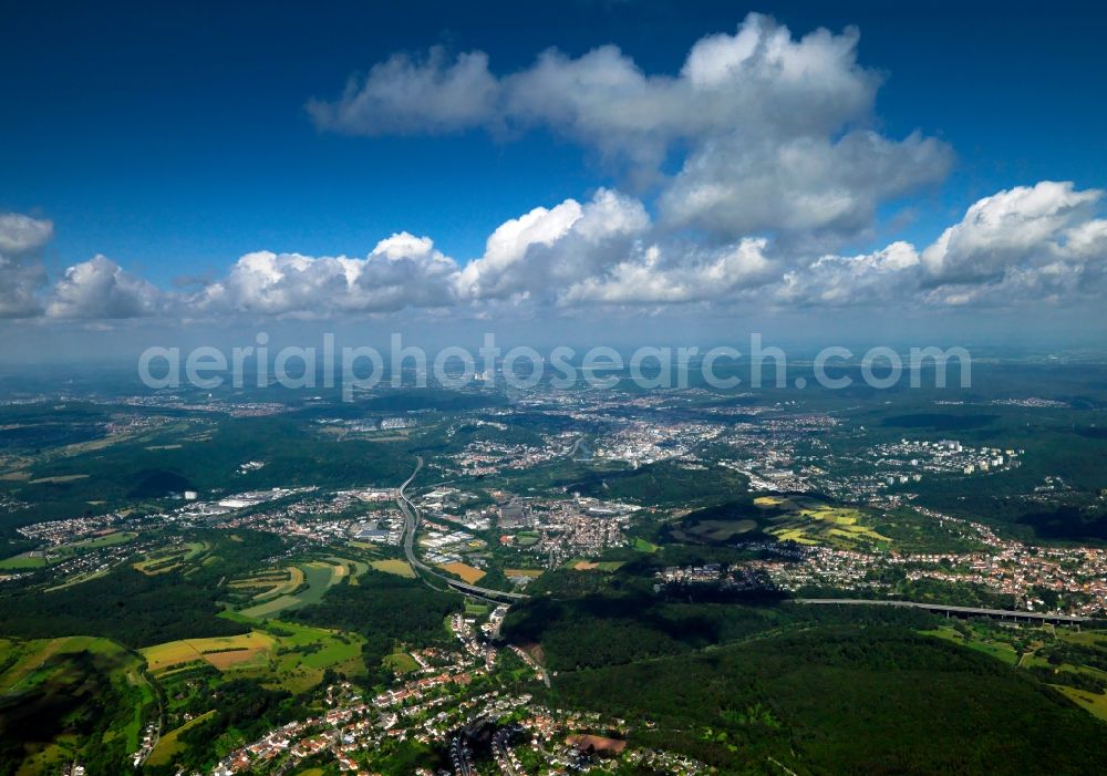 Aerial photograph Saarbrücken - City view from the center of the city of Saarbrücken in Saarland